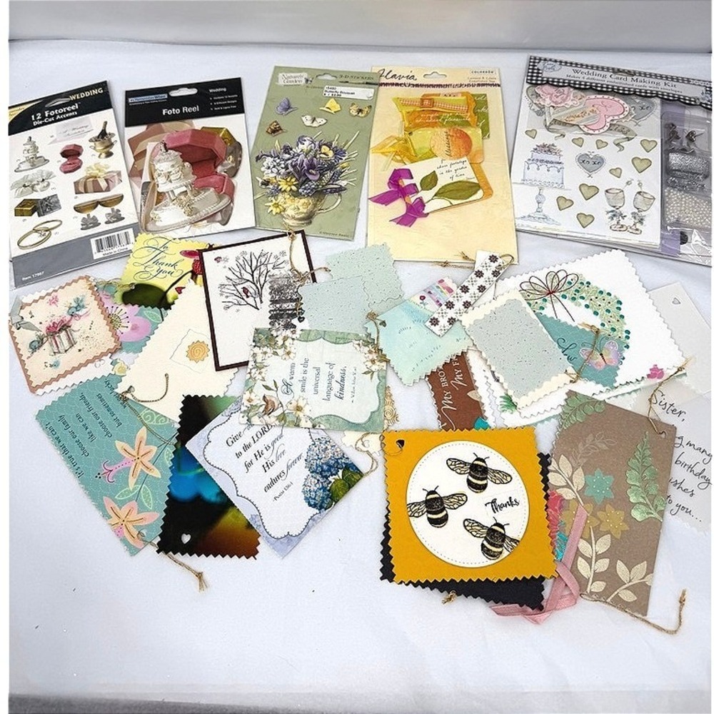Scrapbooking Junk Journal Crafting Mixed LOT Wedding Floral Stickers Tags Misc
